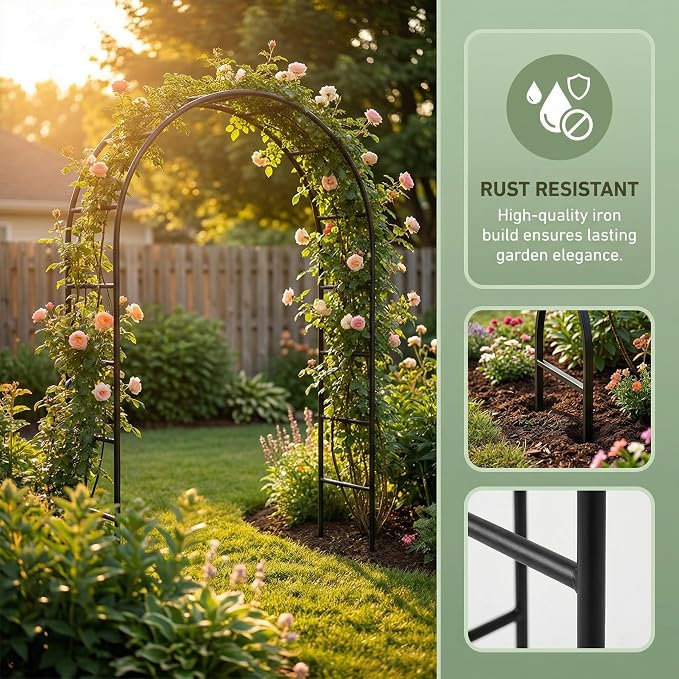 Thickened Tube Garden Entrance Arch – 94.5" H x 55" W Arbor, Weather-Resistant - Image 6