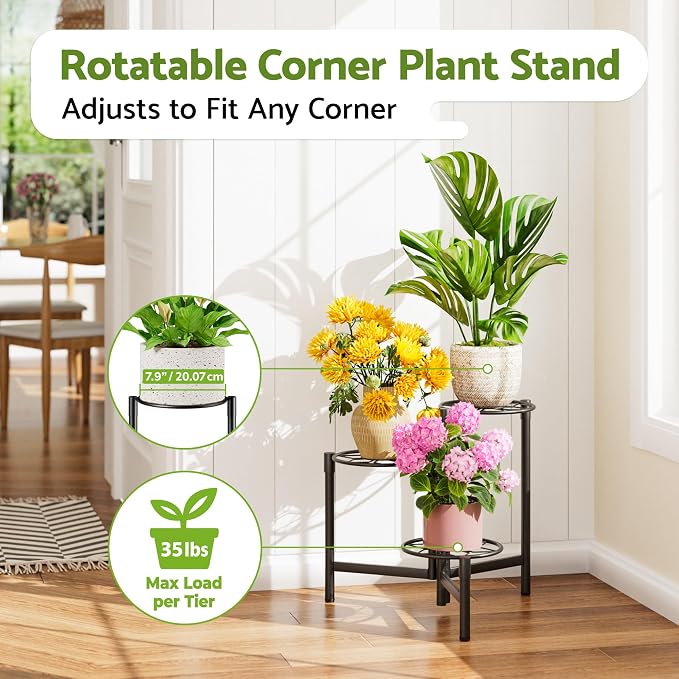 Tiered Plant Stand Outdoor 3 Tier Indoor Metal Flower Shelf - Image 2