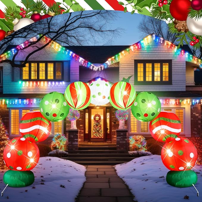 VIHOSE 8.2 FT Giant Christmas Inflatables Archway Christmas Blow Up Ball Arch - Image 3