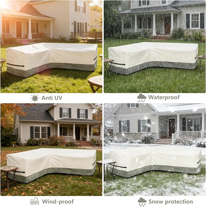 okcool Outdoor Sectional Sofa Cover Waterproof-L-Shaped Patio Furniture Covers - Image 7