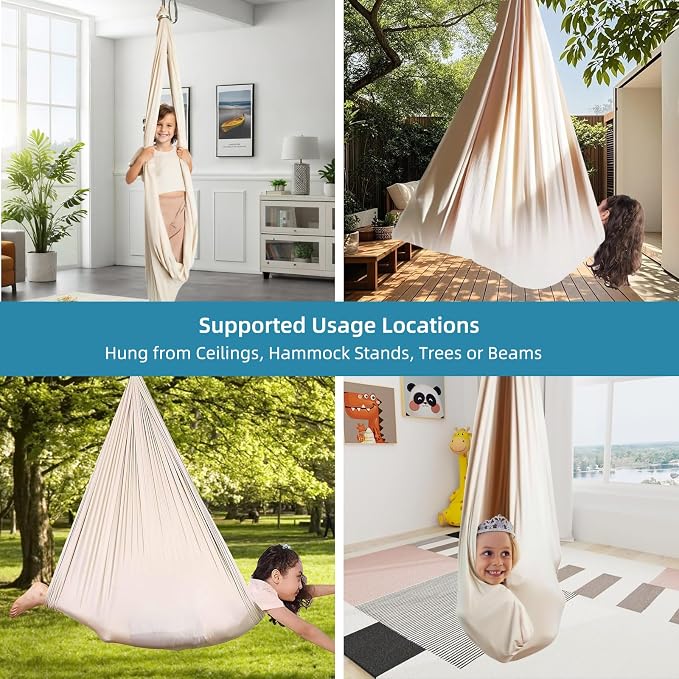 Sensory Swing Chairs for Kids, Indoor & Outdoor Hanging Therapy Cuddle Hammock - Image 4