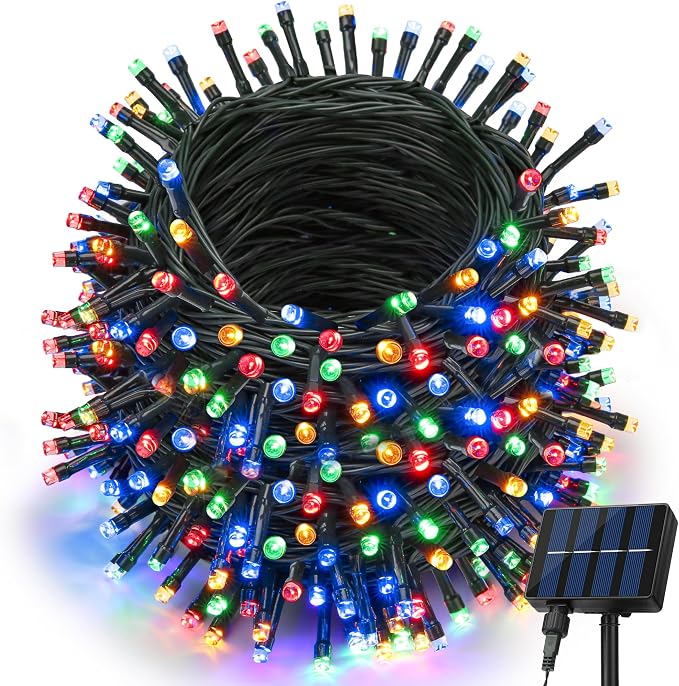 Joomer Solar Christmas Lights Outdoor, 105FT 300 LED 8 Modes Solar String by Joomer