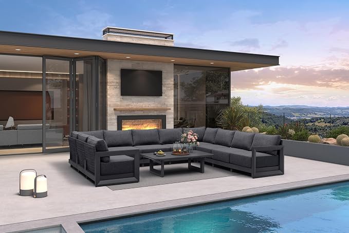 PURPLE LEAF Patio Furniture Set U-Shaped Outdoor Couch by Unknown