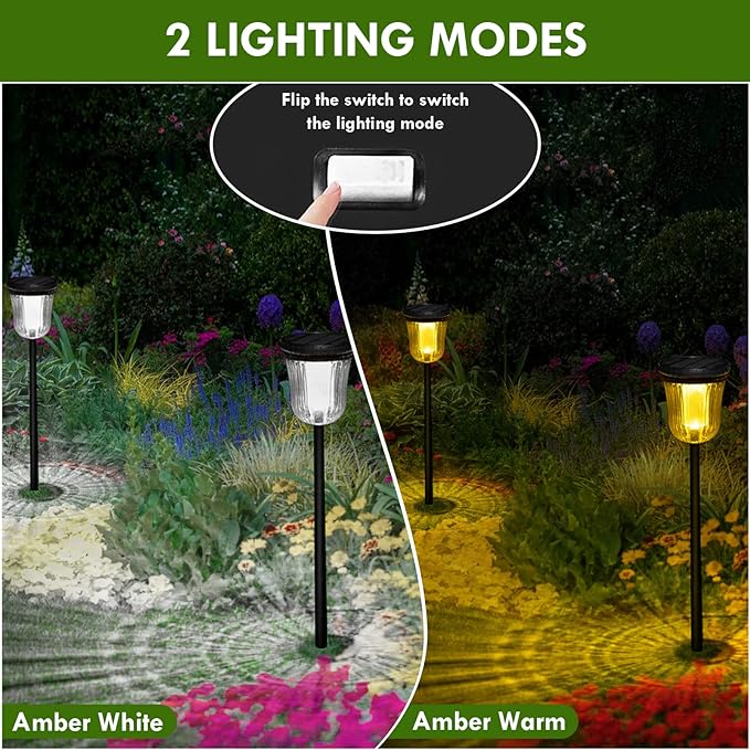 Solar Pathway Lights Outdoor Waterproof, 4 Pack 200 Lumens Super Bright Solar - Image 2