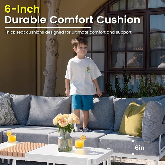 Sundale Outdoor 3 Pieces Patio Furniture Set, Metal Outdoor Sectional Sofa - Image 5