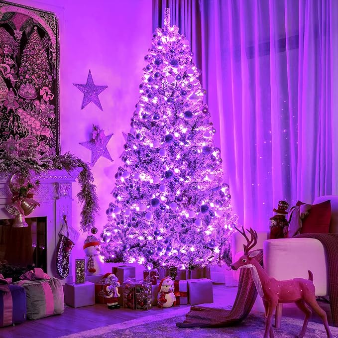 JMEXSUSS Purple Christmas Lights Indoor Outdoor Clear Wire, 66ft 200 LED Purple - Image 9