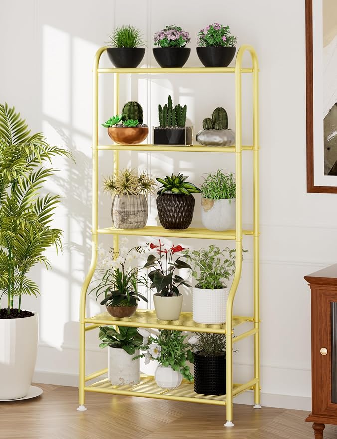 5-Tier Metal Plant Stand Indoor Outdoor, Waterproof Flower Stand - Image 5