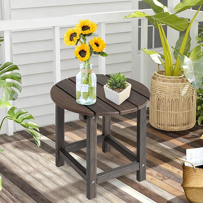 LZRS Round Adirondack Patio Side Table End Table, Outdoor Side Tables - Image 5