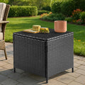 VINGLI Outdoor Side Table with Storage, 27-Gallon Patio Deck Box Outdoor Wicker by VINGLI