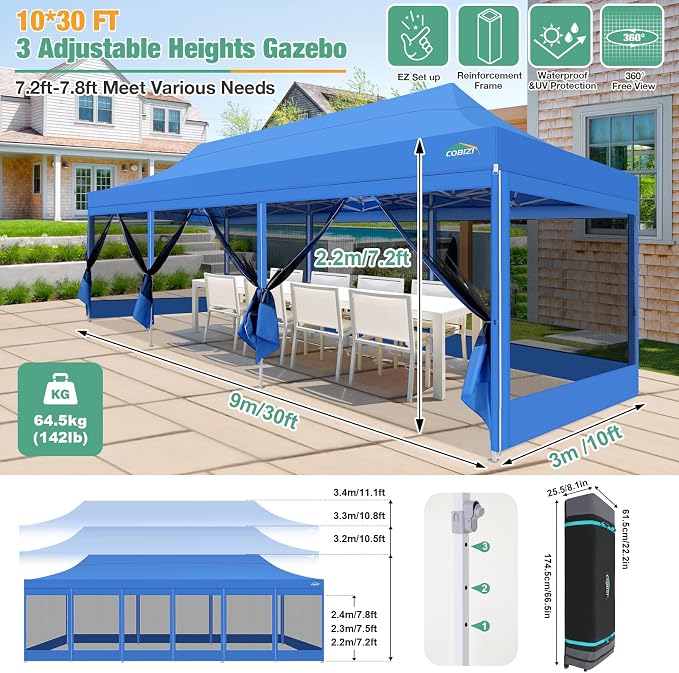 COBIZI 10x30 Canopy Tent, Heavy Duty Pop up Canopy - Image 3