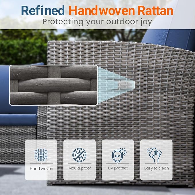 Wisteria Lane 5 Piece Patio Furniture Set, Wicker Outdoor Patio Conversation - Image 3