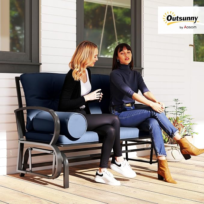 Outsunny Swing Glider Rocking Chair, Double Patio Bench, 2 Person Loveseat - Image 2