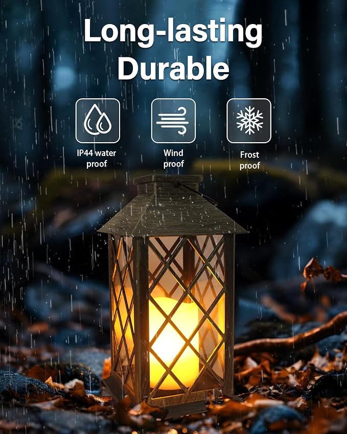 SHYMERY Solar Lantern, Outdoor Garden Hanging Lanterns, 2 Pack 14 Inch Lasts 3X - Image 4