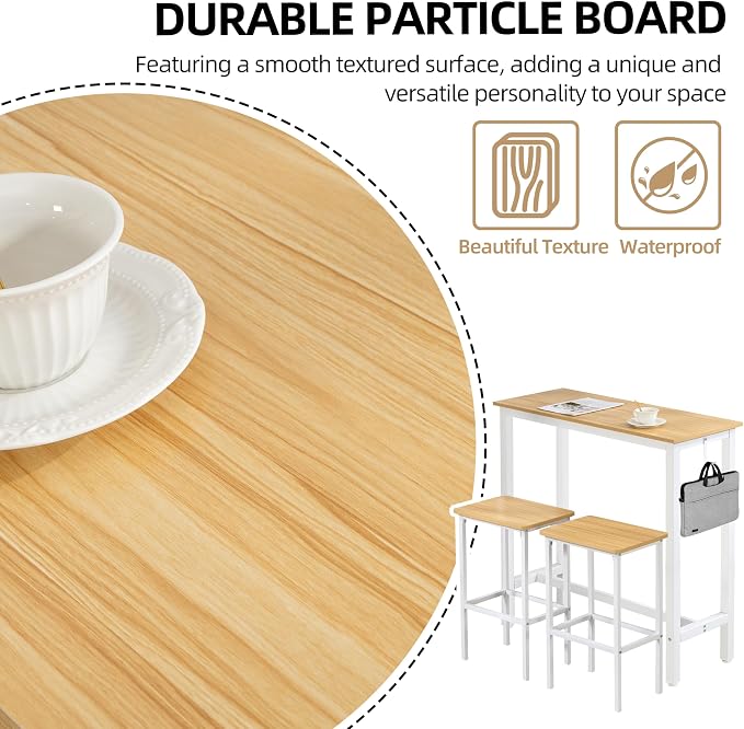 Finnhomy Bar Table Set, 39.3" Pub Table High Top Table, Rectangular Bar Height - Image 7