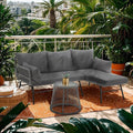 Bezseller 3-Piece Outdoor Patio Furniture Set – L-Shaped Rattan Sectional Sofa by Bezseller