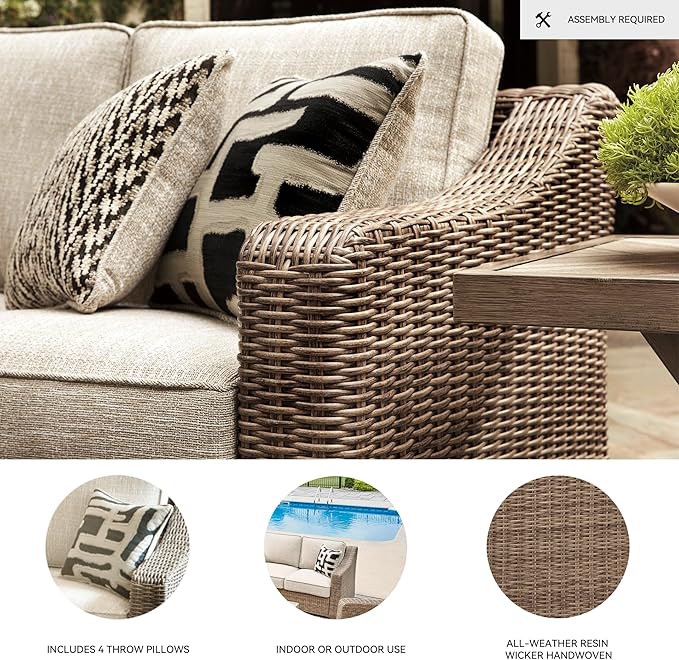 Signature Design by Ashley Beachcroft Outdoor Left & Right Arm Facing Wicker - Image 4
