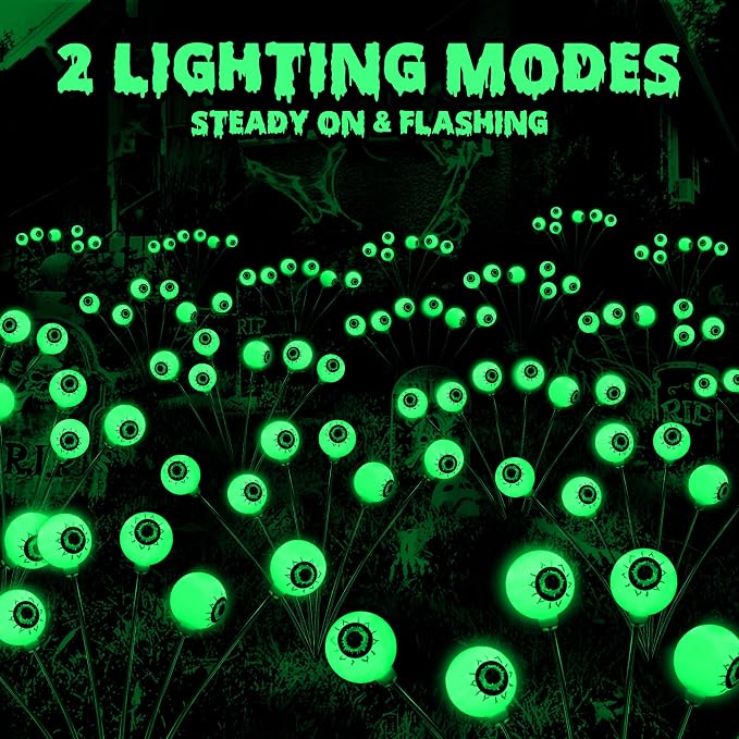 BrizLabs 6 Pack 36 LED Halloween Solar Eyeball Lights, 2 Modes Outdoor - Image 2