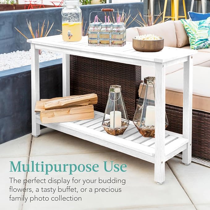 Best Choice Products 48in 2-Shelf Eucalyptus Wooden Console Table Indoor - Image 5