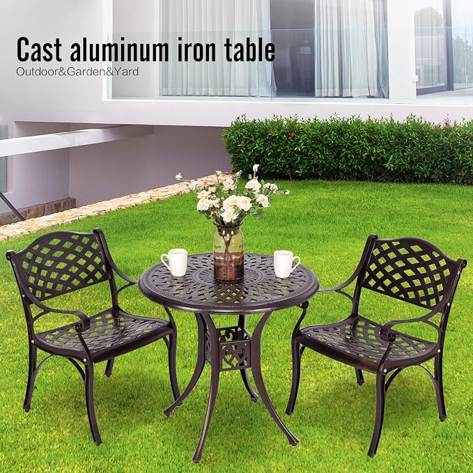 YUSING 31" Outdoor Dining Table, Patio Cast Aluminum Table, Furniture Set - Image 7