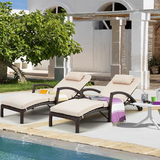 HOMREST Chaise Lounge Chairs Set of 2 - Image 4