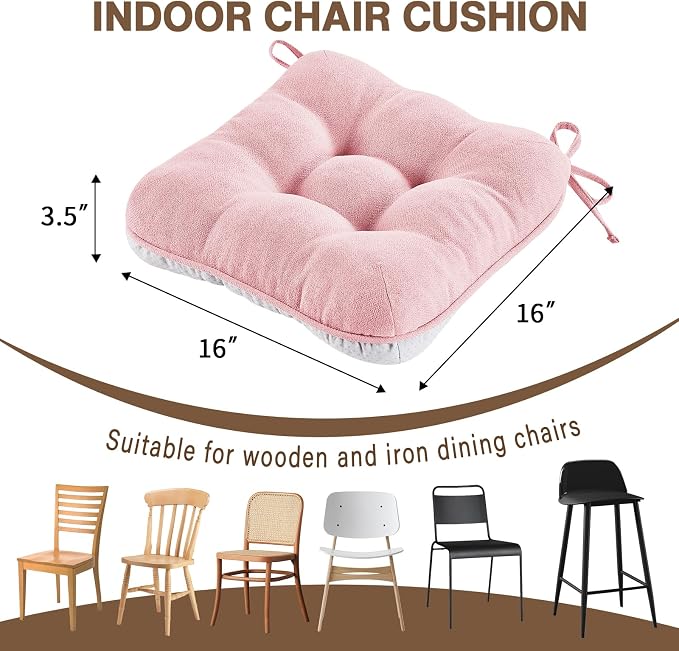BETU Pink Chair Cushions for Dining Chairs Set of 2, 3.5" Thick Kitchen Table - Image 4