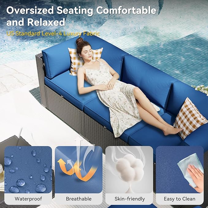 Aoxun Patio Furniture Set, 11 Piece Outdoor Sectional Sofas - Image 3