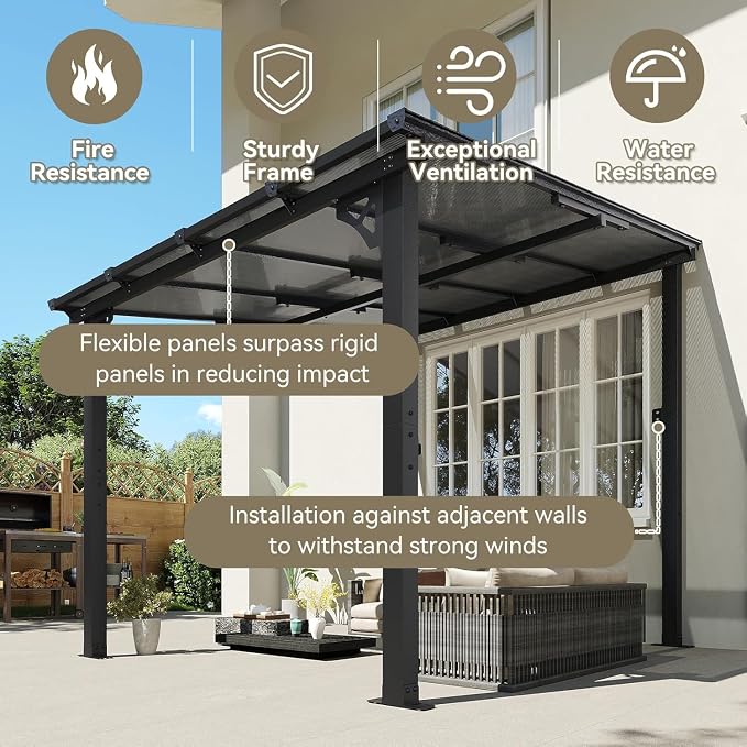 Aoxun 8' x 10' Gazebo with Windbreak Rope & Ground Anchor - Image 7