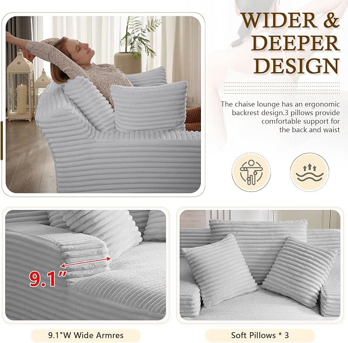 ODUWA Oversized Chaise Lounge Chair Indoor, Sofa Bed - Image 4