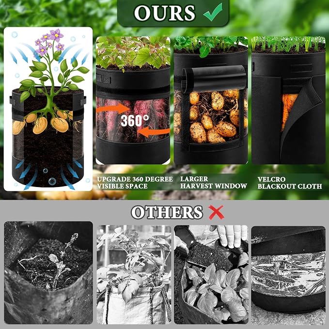 3 Pack 15 Gallon 360° Visibility Potato Grow Bags - Image 5