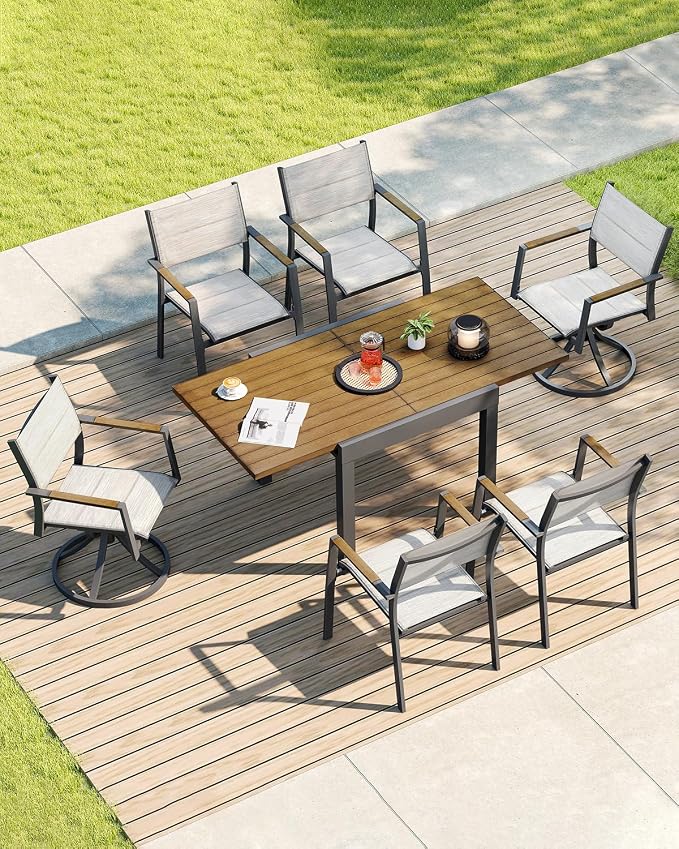 Expandable Patio Dining Table, Never-Rust Aluminum Extendable Outdoor Dining - Image 4