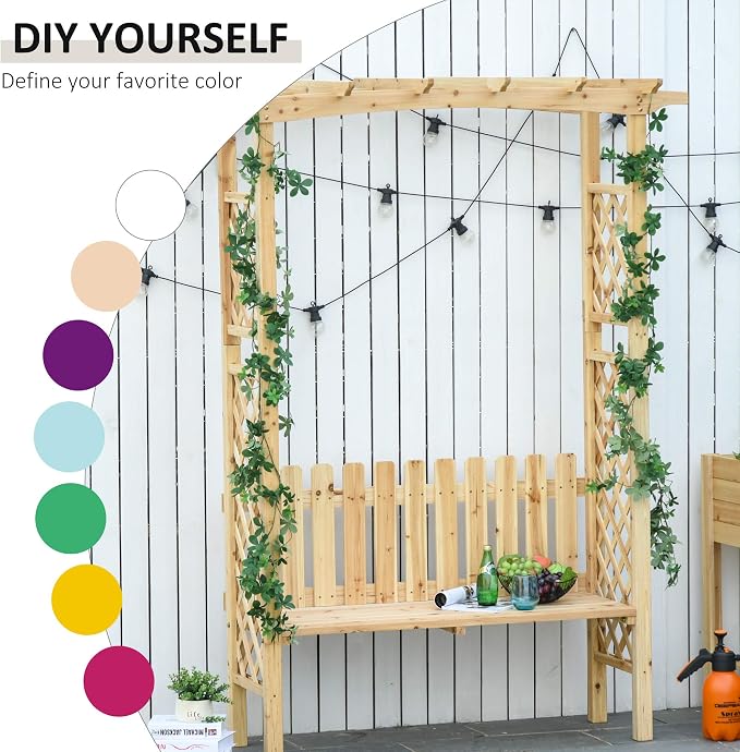 Outsunny Wooden Garden Arbor for Climbing Plants - Image 3