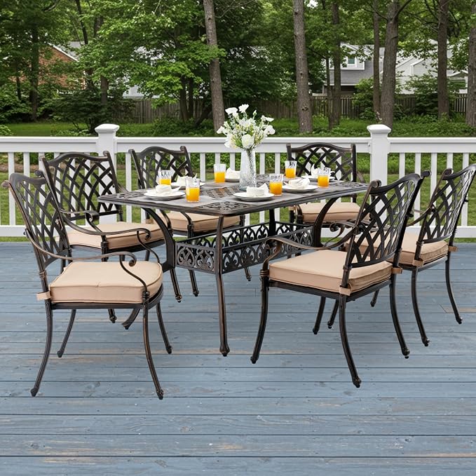 7-Piece Cast Aluminum Patio Furniture, Patio Dining Set - Image 2