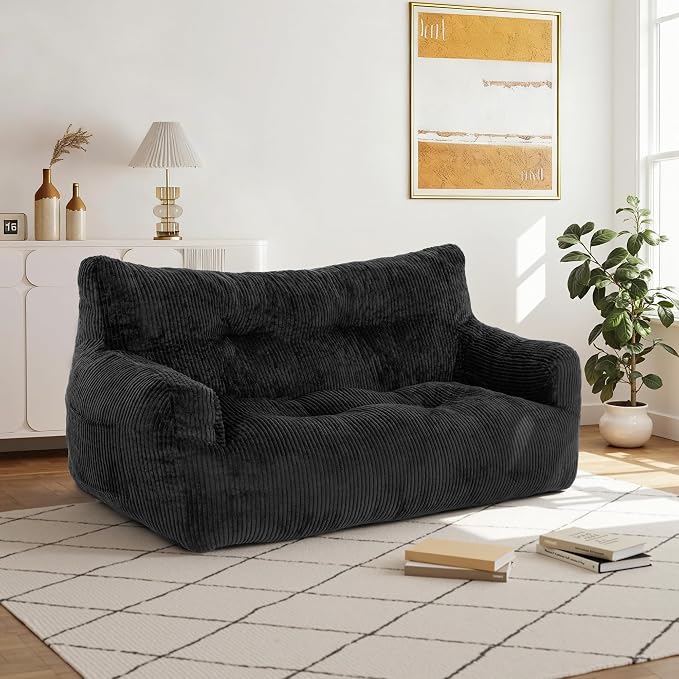 Pamapic 59" Bean Bag Chair, 2 Seat Loveseat Sofa, Ultra Soft Dutch Velvet by Pamapic