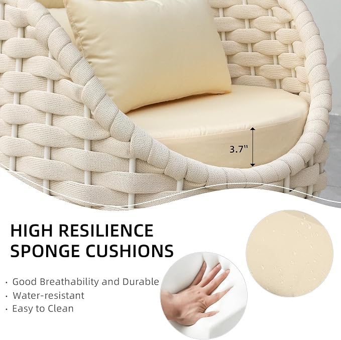 TWT 6 Pieces Patio Sofas, All-Weather Olefin Rope Balcony Furniture - Image 7