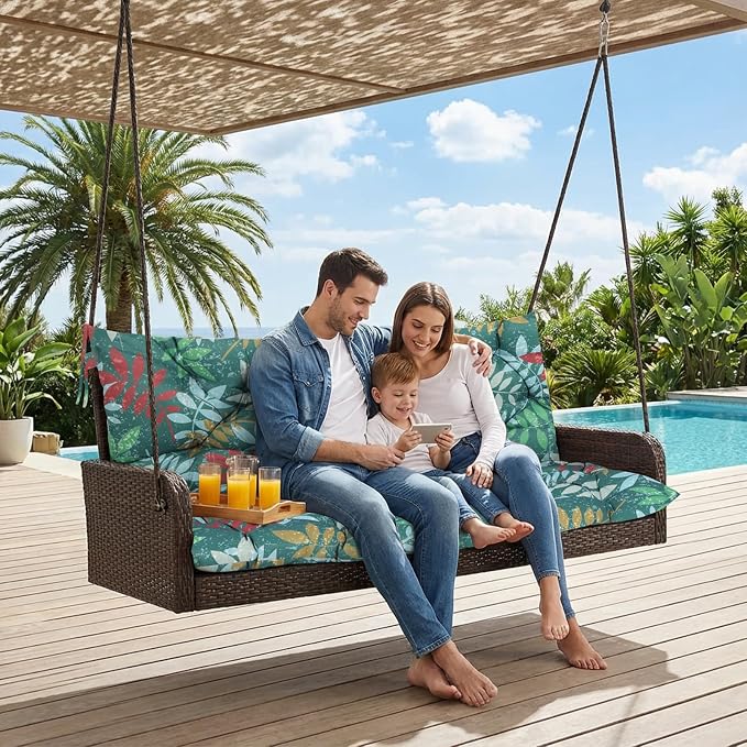Waterproof Porch Swing Cushion Replacement, 2–3 Seat Swing Seat Cushion - Image 2