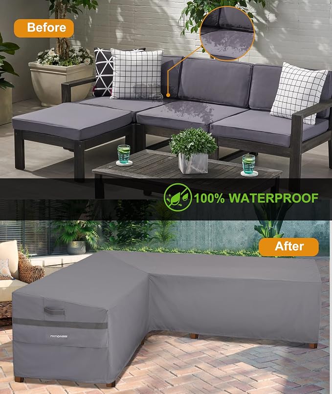 Outdoor Left Facing Sectional Sofa Cover Grey 85''L x 106''L x 34''D x - Image 3