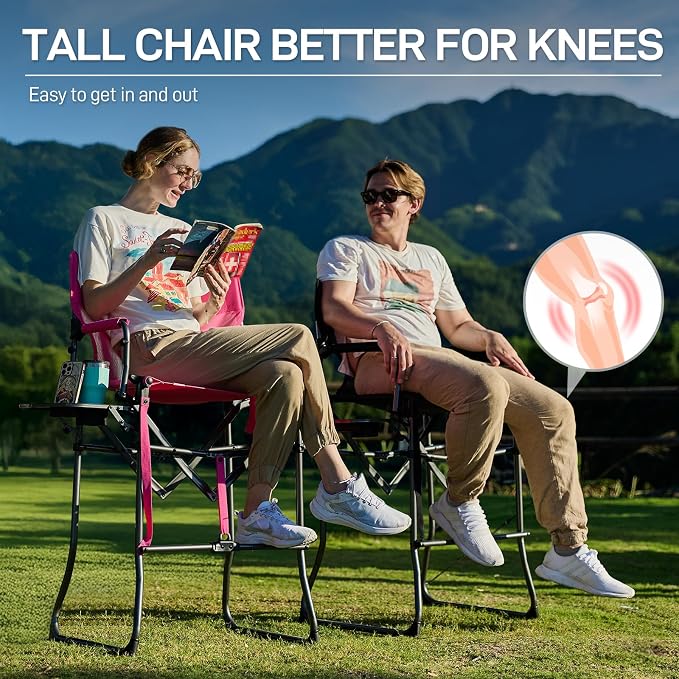 EVER ADVANCED Portable 30.7" Seat Height Tall Folding Camping Chair Directors - Image 6