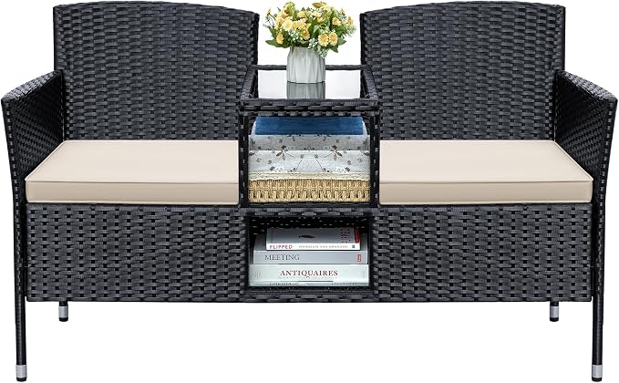 Greesum Patio Loveseat Outdoor Wicker Furniture Conversation Set by BuynowfromGreesum