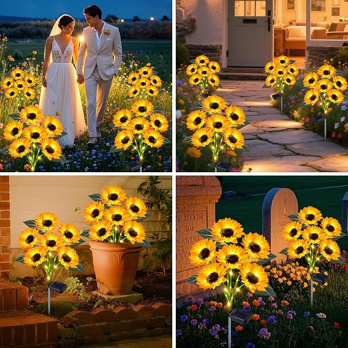 Solar Sunflower Lights Outdoor Flower Lights, 6 Pack 36 Sunflower Waterproof - Image 8