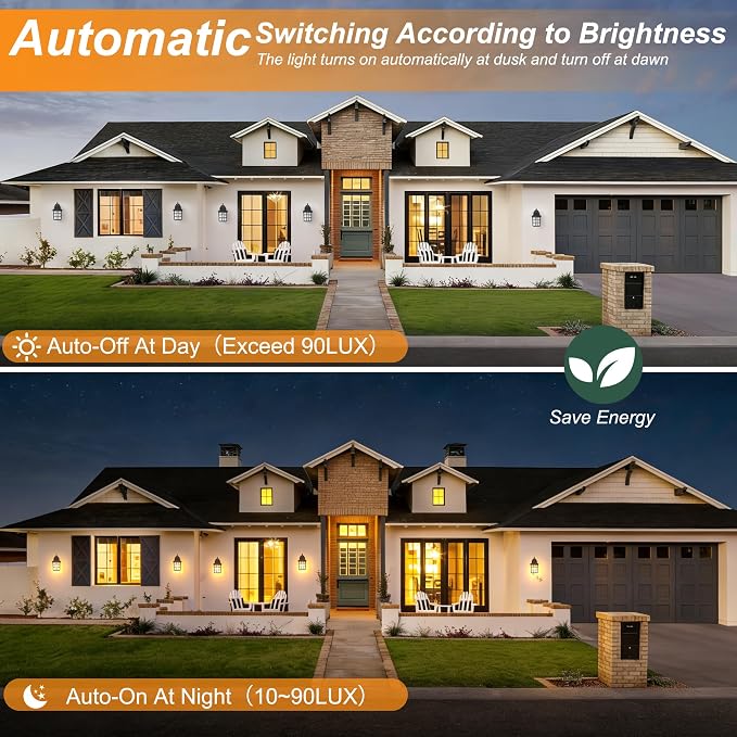 Dawn to Dusk Sensor Outdoor Wall Light Fixtures Waterproof Anti-Rust Exterior - Image 3