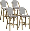 PURPLE LEAF Outdoor Bar Stools Set of 4 Bamboo 30'' Patio Bar Stool Print by PURPLELEAF
