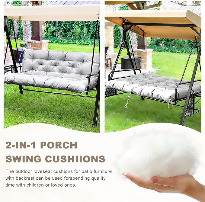 Porch Swing Cushion with Backrest, Waterproof Bench Cushion - Image 4