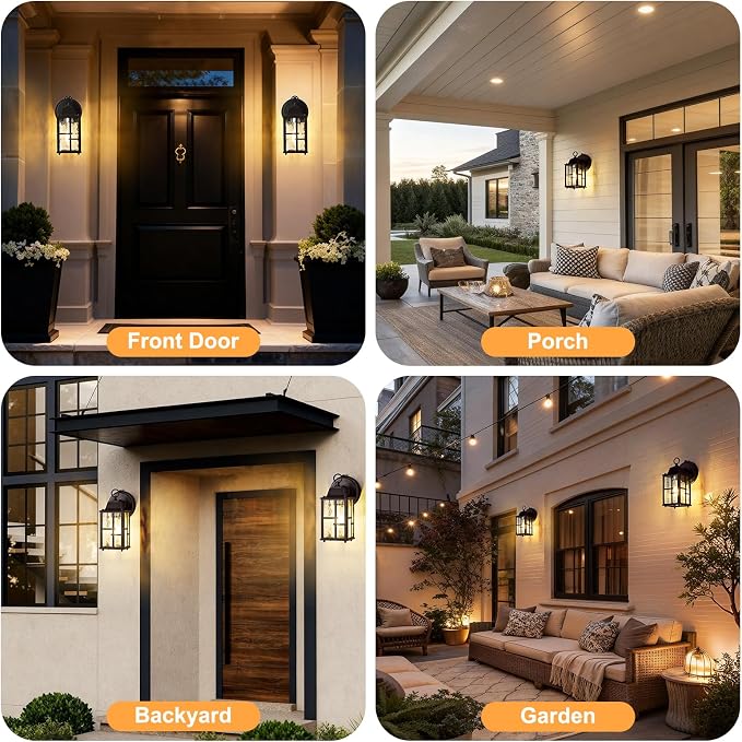 OKELI 2-Pack Dusk to Dawn Outdoor Wall Lights, Weatherproof Exterior Lighting - Image 7