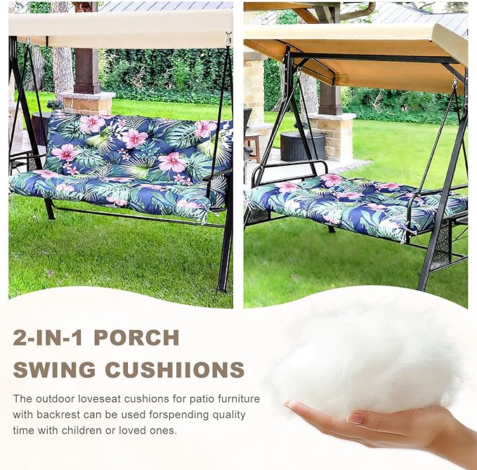 Porch Swing Cushion with Backrest, Waterproof Bench Cushion - Image 4