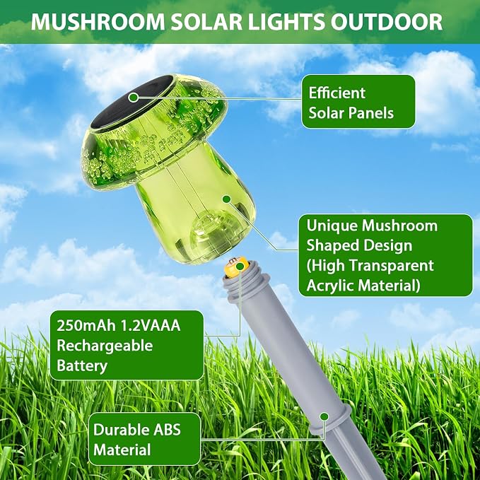Solar Lights Outdoor, 16 Pack Mushroom Lights Outside Waterproof, Solar Powered - Image 4