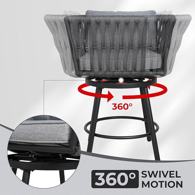 Grand patio 3-Piece Outdoor Swivel Bar Stools Set of 2 - Image 5