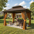 MELLCOM 10' x 12' Gazebo, Hardtop Double Roof Gazebo by MELLCOM