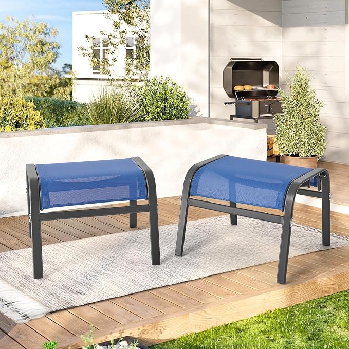 ONBRILL Outdoor Ottoman Set of 2, All Weather Outdoor Foot Stool - Image 9