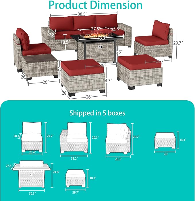 9-Piece Outdoor Patio Furniture Set - Image 2