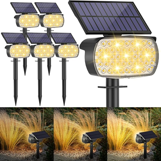 108 LED Solar Spot Lights Outdoor, Solar Lights Outdoor IP65 Waterproof by MinPea